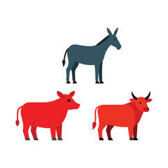 animal flat color bundle design 