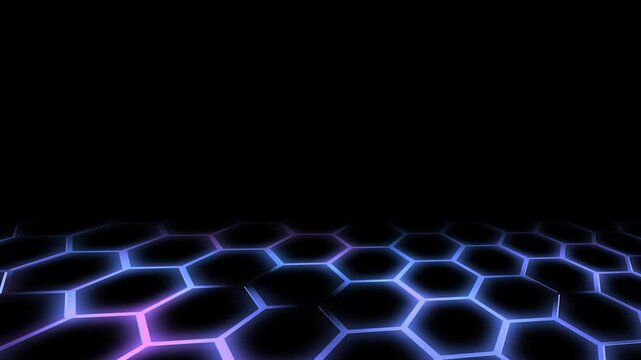 Cybernetz im Sechseck-Stil - violettes digitales Hexagon-Netzwerk -  moderne Visualisierungen in Technologie, Forschung und Wissenschaft, Digitalisierung, Innovation, Datentransfer
