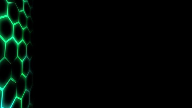Cybernetz im Sechseck-Stil - gr&uuml;nes digitales Hexagon-Netzwerk -  moderne Visualisierungen in Technologie, Forschung und Wissenschaft, Digitalisierung, Innovation, Datentransfer
