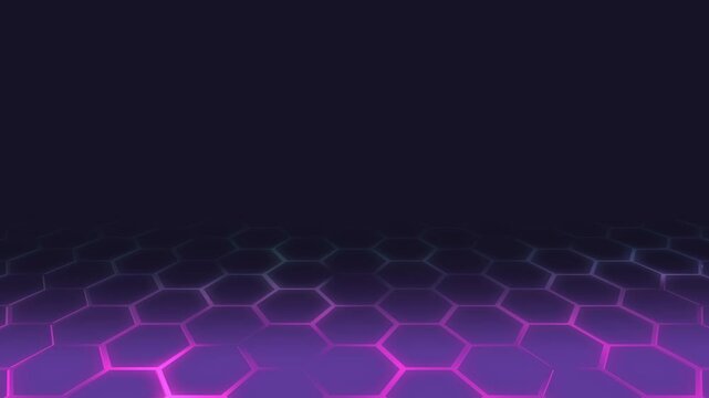 Cybernetz im Sechseck-Stil - violettes digitales Hexagon-Netzwerk -  moderne Visualisierungen in Technologie, Forschung und Wissenschaft, Digitalisierung, Innovation, Datentransfer
