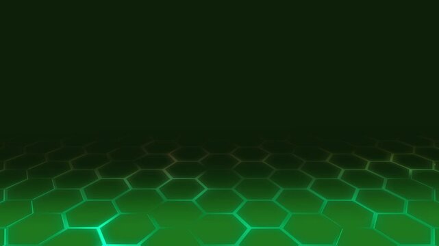 Cybernetz im Sechseck-Stil - gr&uuml;nes digitales Hexagon-Netzwerk -  moderne Visualisierungen in Technologie, Forschung und Wissenschaft, Digitalisierung, Innovation, Datentransfer
