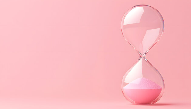 empty hourglass on a pink background