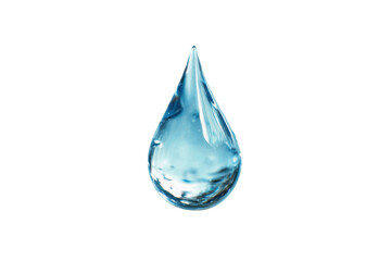 Realistic clear blue water droplet on black background capturing fluid dynamics, cut out