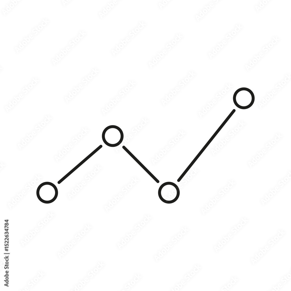 Poster line graph chart icon. data analysis, trend visualization, and statistical representation outline sy