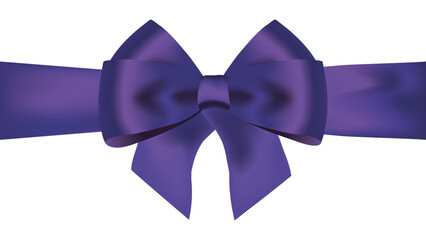 Shiny Purple Satin Ribbon with Bow – Realistic Vector Gift Wrapping Decoration for Birthday, Christmas, Valentine’s Day, Wedding, Anniversary, Party, and Celebration Design Elements