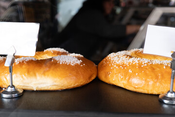 Delightful soft pastries displayed in a cozy bakery at midday