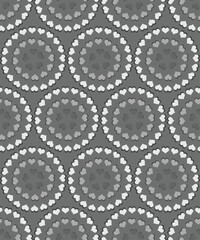 Abstract black background with black and white mandala hearts circular pattern background used textiles