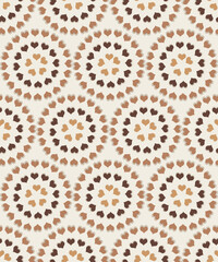 Abstract beige background with brown theme mandala hearts circular pattern background used textiles