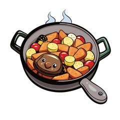 illustration of a frying pan with a pan