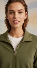 Stylish Olive Green Track Jacket for Women Comfortable and Modern Athletic Wear
