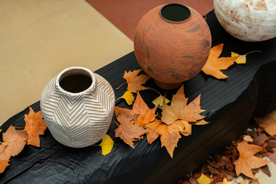 still life with autumn leaves