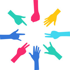Fototapeta premium Youth day silhouette. Happy youth day of diverse teen friend group. Vector isolated.