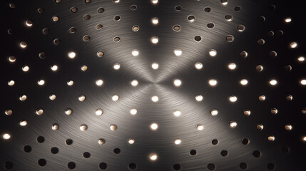 Brushed Steel Surface with Precision Drilled Holes and Soft Lighting