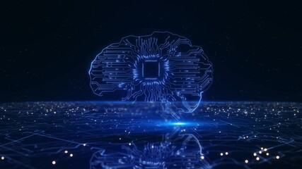 Futuristic Tech Environment inside Artificial Intelligence Digital Brain bid Data. thinking process. Future technology animation, AI deep learning computer machine. Data mining thinking 3D Technology - Powered by Adobe