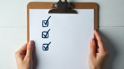 Marked checklist on a clipboard..