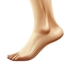 Digitally Rendered Human Foot Anatomy Medical Illustration Detailed Skin on transparent background