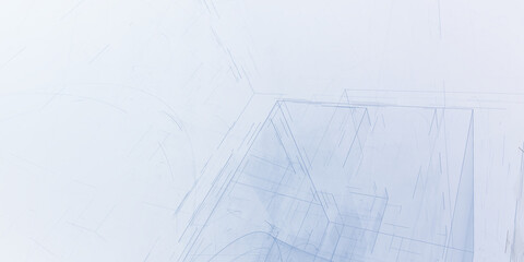 3D-Konstruktionszeichnung, Scribbles und blaue technische Illustrationen für Ihre kreativen und professionellen Projekte, Präzision, Geometrie, Linien, technische Zeichnung, 3D-Modelle, Architektur