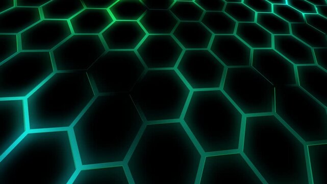 Futuristisches Hexagon-Netzwerk: Perfekte f&uuml;r moderne Visualisierungen in Technologie Forschung und Wissenschaft, Digitalisierung & Innovation, gr&uuml;n
