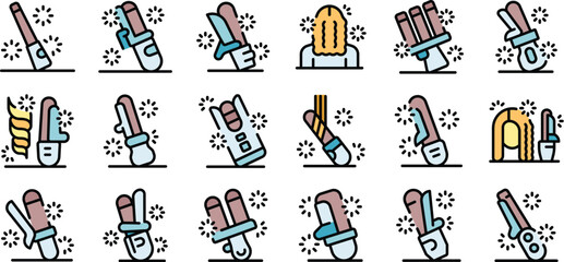 Hairdressers using curling irons for styling and creating different hairstyles