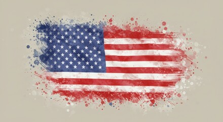 Patriotic Watercolor American Flag