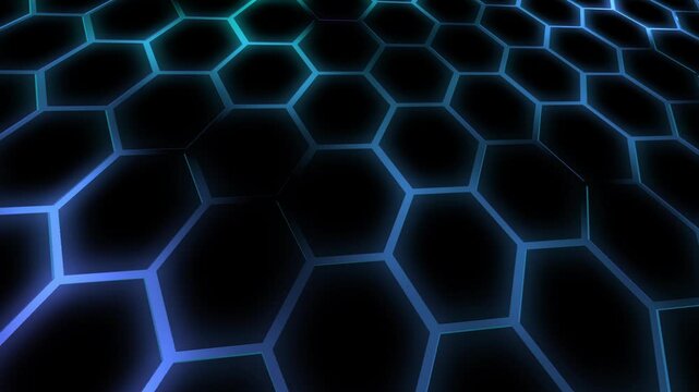 Futuristisches Hexagon-Netzwerk: Perfekte f&uuml;r moderne Visualisierungen in Technologie Forschung und Wissenschaft, Digitalisierung & Innovation, blau