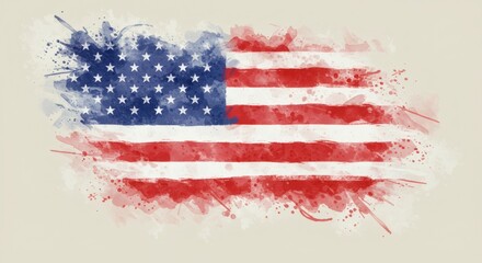 Abstract Watercolor American Flag: Patriotism and National Pride