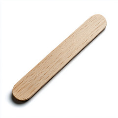 Smooth wooden popsicle stick isolated on a bright white background for crafting and DIY projects