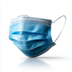 Matte blue surgical mask isolated on white background for medical and personal protective use