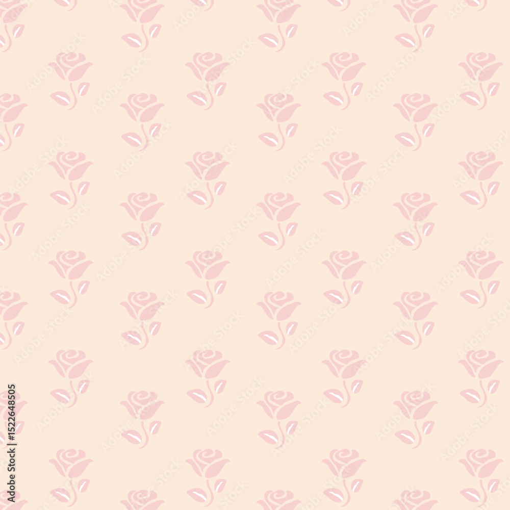 Fototapete seamless pattern with red roses and day dear text on light background