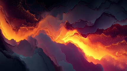 Abstract fiery lava flow with vibrant colors and flowing texture digital illustration