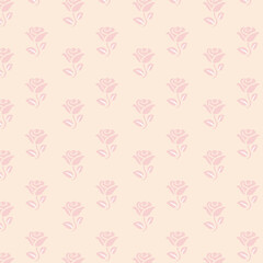 Seamless Pattern with Red Roses and Day Dear Text on Light Background