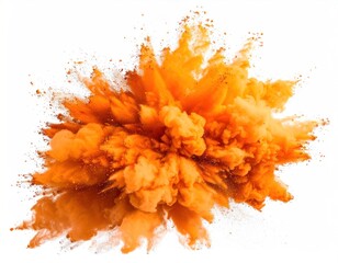 Dynamic orange explosion. Spherical, bright, and textured against white