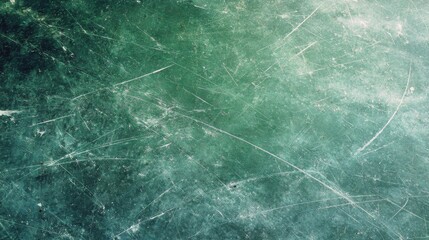 Naklejka premium Ultra quality image of copy space image featuring the textured green surface of an ice rink showcasing scratches from skating and hockey.