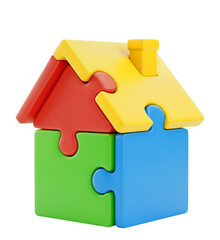 Casa Quebra-Cabeça Representando Autismo Infantil