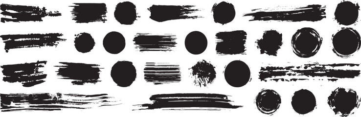 Grunge Brush Strokes Vector Illustration Isolated on White Background