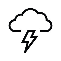 Thunderstorm icon vector. Lightning and rain symbol for weather alerts, extreme forecasts, or dramatic designs