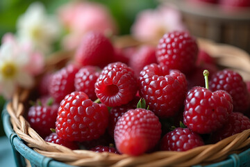 Fresh Berries in a Farmer’s Basket, Overflowing with Colorful Fruits and Natural Charm, AI-generated