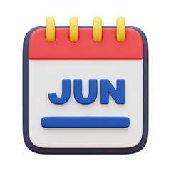 Calendário Junho Renderizado em 3D