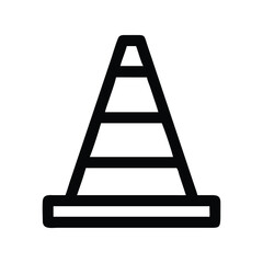 Traffic cone icon vector illustration. Classic safety symbol for construction, roadwork, caution, barrier, warning, hazard, or transportation design