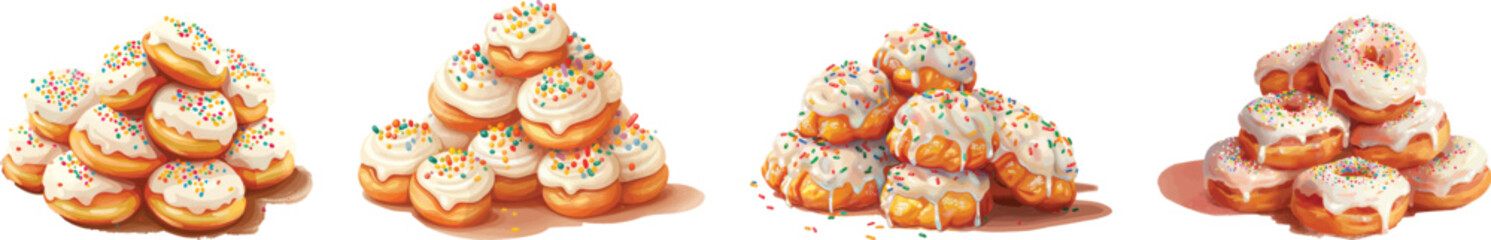 Donut Stack Vector Illustration Isolated on White Background