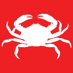 Vector Illustration of a White Marine Crab Against a Vivid Red