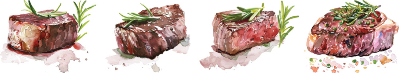 Steak Cuts Vector Illustration on White Background