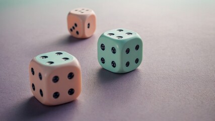 Colorful Set of Dice Scattered on a White Background with a Playful Gaming Aesthetic