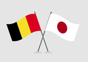 Belgium and Japan vector flags for global design concept