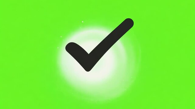 Check mark expanding on green screen