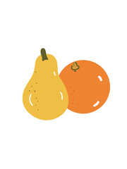 pear and orange – healthy fruit set