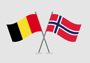 Belgium and Norway vector flags in vector art unity display