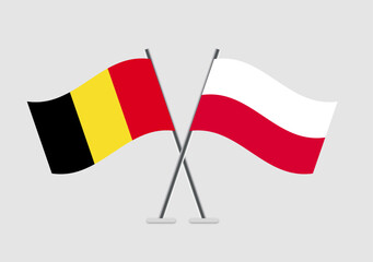 Belgium and Poland vector flags in neutral and modern coloring
