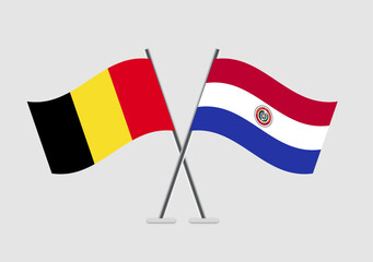 Belgium and Paraguay vector flags visualized in cultural layout
