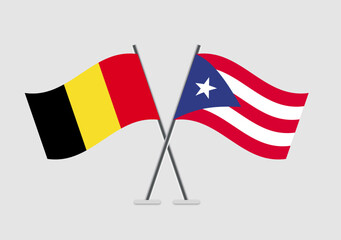 Belgium and Puerto Rico vector flags concept for unity in design